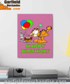 on your birthday garfield pink canvas