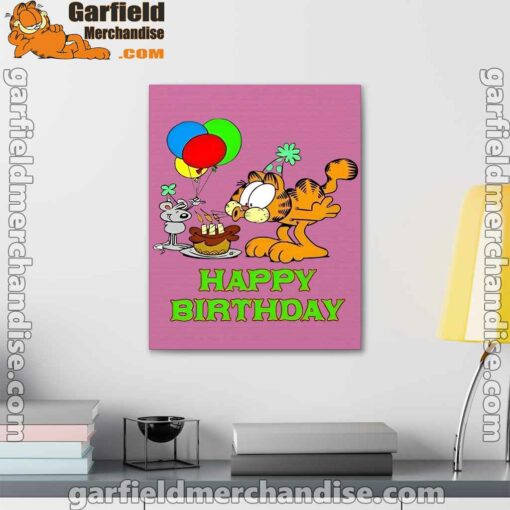 on your birthday garfield pink canvas