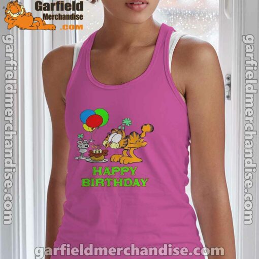 on your birthday garfield pink tank top women