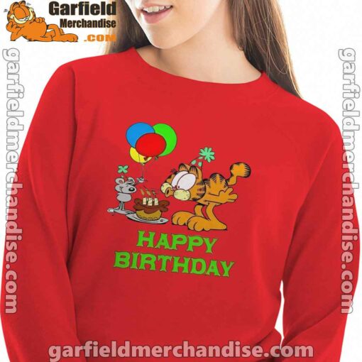 on your birthday garfield red sweatshirt women