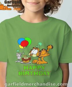 on your birthday garfield tee green for youth boy