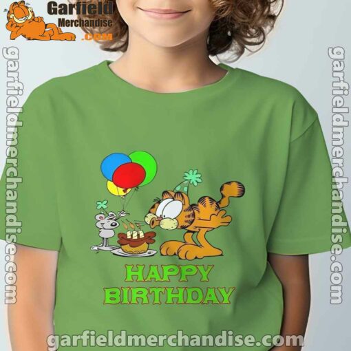 on your birthday garfield tee green for youth boy