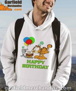 on your birthday garfield white men hoodie