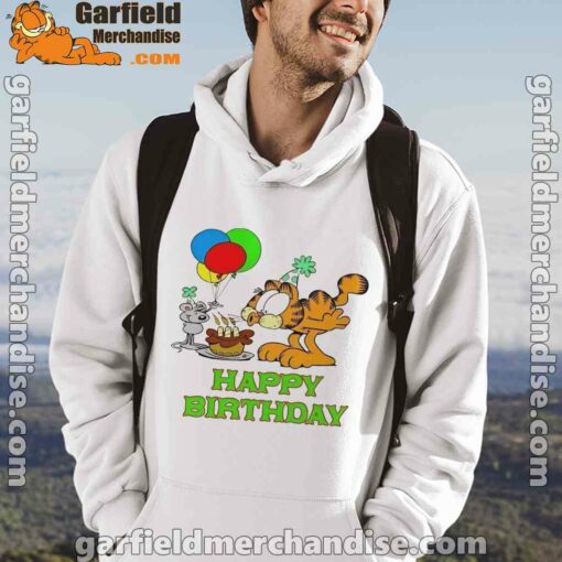 on your birthday garfield white men hoodie