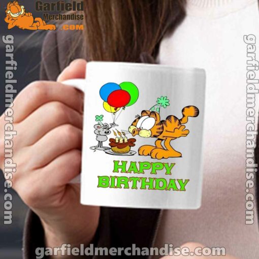 on your birthday garfield white mug