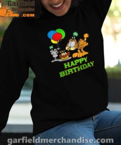 on your birthday garfield women black hoodie