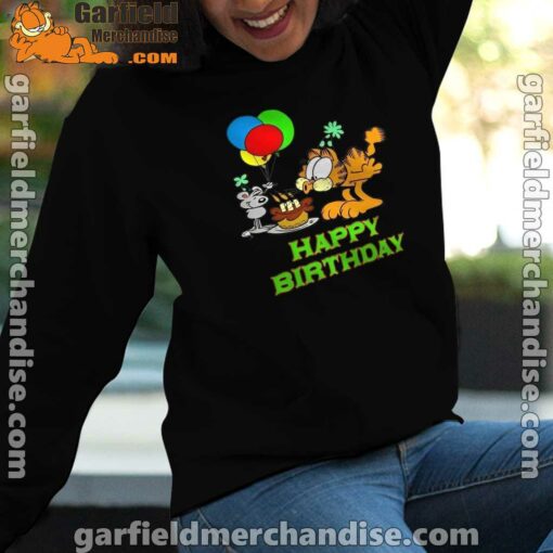 on your birthday garfield women black hoodie