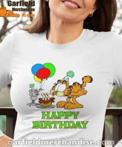 on your birthday garfield women white long sleeve