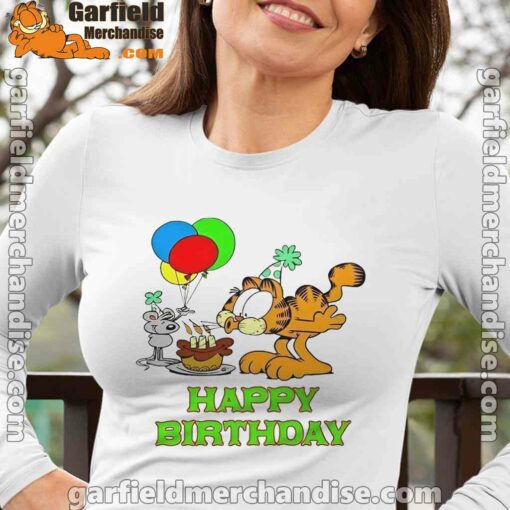 on your birthday garfield women white long sleeve