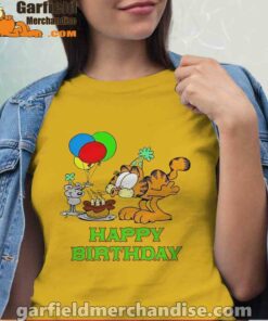 on your birthday garfield women yellow shirt