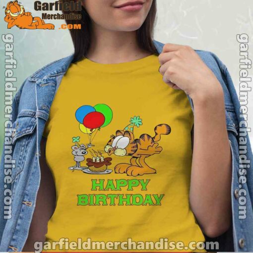 on your birthday garfield women yellow shirt