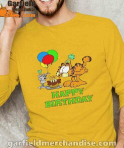 on your birthday garfield yellow long sleeve man