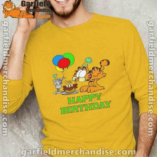 on your birthday garfield yellow long sleeve man