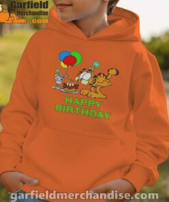 on your birthday garfield youth boy orange hoodie