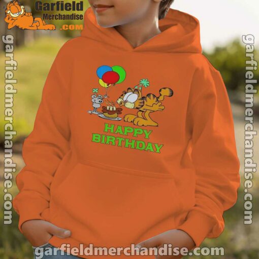 on your birthday garfield youth boy orange hoodie