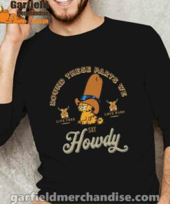 round these parts we love garfiel cowboy men's black long sleeve