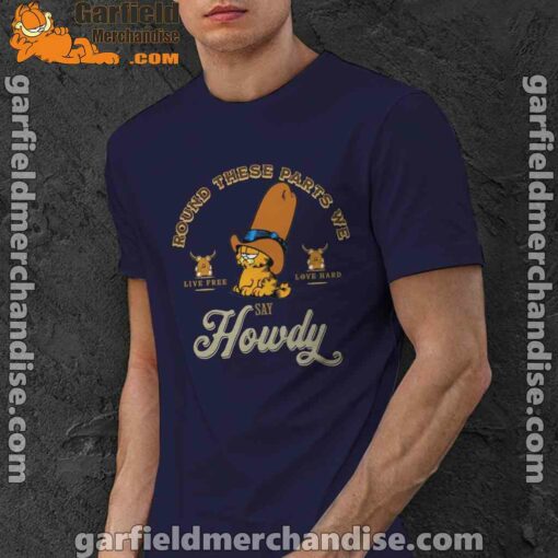 round these parts we love garfiel cowboy navy men shirt